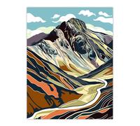 Artery8 Stylised Scafell Pike Mountain Hiking Cambria Living Room Extra Large XL Wall Art Poster Print