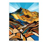 Artery8 Stylised Scafell Pike Mountain Peaks Landscape Living Room Extra Large XL Wall Art Poster Print