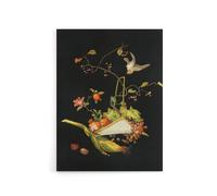 Artery8 Stylised Still Life with Bird Audsley Vintage Canvas Wall Art in Black | Size: W12" x H16" Artery8 Black W12" x H16"