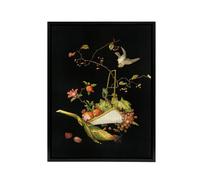 Artery8 Stylised Still Life with Bird Audsley Vintage Framed Canvas Wall Art in Black | Size: W24" x H32" Artery8 Black W24" x H32"