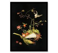 Artery8 Stylised Still Life with Bird Wall Art Print Framed Poster 12x16 inch Artwork By G A Audsley : Stylised Still Life Print Perfect For Kitchen Or Lounge Combining Form Texture And Eastern Art