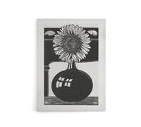 Artery8 Stylised Sunflower in a Vase De Mesquita Canvas Wall Art Print in Black | Size: W24" x H32" Artery8 Black W24" x H32"