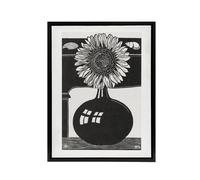 Artery8 Stylised Sunflower in a Vase De Mesquita Framed Canvas Wall Art Print in Black | Size: W24" x H32" Artery8 Black W24" x H32"