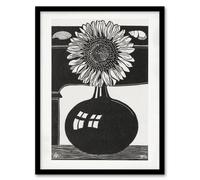 Artery8 Stylised Sunflower in a Vase De Mesquita Framed Wall Art Print in Black | Size: A4 Artery8 Black A4