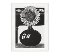 Artery8 Stylised Sunflower in a Vase De Mesquita Wall Art Poster Print in Black | Size: W24" x H32" Artery8 Black W24" x H32"