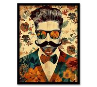 Artery8 Stylish Hipster Male Floral Fashion Pattern Living Room Artwork Framed Wall Art Print A4