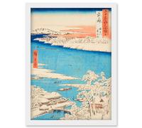 Sumida River, Snowy Morning Musashi Province Utagawa Hiroshige Japan Woodblock Artwork Framed Wall Art Print A4 Artery8 White One Size