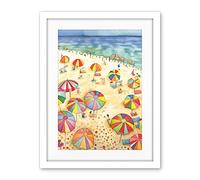 Artery8 Summer Beach Sunshine Folk Art Artwork Framed Wall Art Print 18X24 Inch