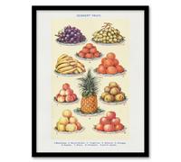 Artery8 Summer Dessert Fruit Kitchen Mrs Beeton Framed Wall Art Print in Yellow | Size: W12" x H16" Artery8 Yellow W12" x H16"