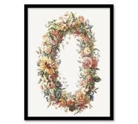 Artery8 Summer Flower Wreath Illustration Teyler Framed Wall Art Print in White | Size: A4 Artery8 White A4