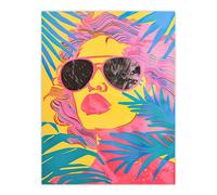 Artery8 Summer Malibu Woman in Shades Portrait Tropical Wall Art Print | Size: W12" x H16" Artery8 Multicolor W12" x H16"