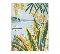 Artery8 Summer Marina Coastal Wildflowers Pastel Colour Living Room Large Wall Art Poster Print Thick Paper 18X24 Inch