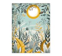 Wall Art Print Summer Sun Wild Flower Meadow Ochre Teal Blue Poster Artery8 Blue W24 inch x H32 inch