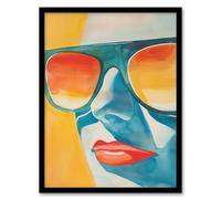 Artery8 Summer Sunset Sunglasses Portrait Watercolour Living Room Artwork Framed Wall Art Print A4