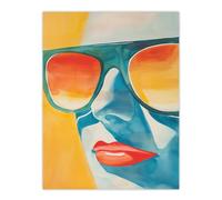 Artery8 Summer Sunset Sunglasses Portrait Watercolour Living Room Large Wall Art Poster Print Thick Paper 18X24 Inch