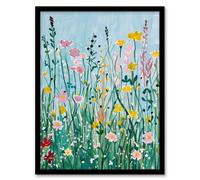 Artery8 Summer Wild Flower Blossom Meadow Painting Wall Art Print - A4 Size