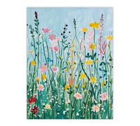 Artery8 Summer Wild Flower Blossom Meadow Painting Wall Art Print | Size: W18" x H24" Artery8 Multicolor W18" x H24"