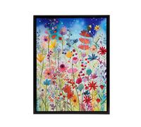 Artery8 Summer Wildflower Meadow Folk Art Framed Canvas Wall Art Print | Size: W12" x H16" Artery8 Multicolor W12" x H16"