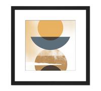 Artery8 Sun Moon Eclipse Abstract Modern Simple Boho Bohemian Ochre Grey Square Wooden Framed Wall Art Print Picture 8X8 Inch in Black Artery8 Black