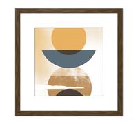 Artery8 Sun Moon Eclipse Abstract Modern Simple Boho Bohemian Ochre Grey Square Wooden Framed Wall Art Print Picture 8X8 Inch in Brown Artery8 Brown