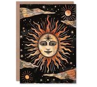 Artery8 Sun Stars Sky Tarot Style Design Triumph Birthday Card in Orange Artery8 Orange