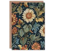 Artery8 Sunflowers in Leaves Painting Classic Vintage Greeting Birthday Card Him Her All Blank