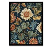 Artery8 Sunflowers in Leaves Painting Classic Vintage Living Room Artwork Framed Wall Art Print A4
