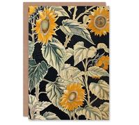 Artery8 Sunflowers with Leafy Stalks Painting Floral Greeting Birthday Card Him Her All Blank