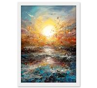 Artery8 Sunrise at Sea Abstract Seascape Splatter Art Artwork Framed A3 Wall Art Print