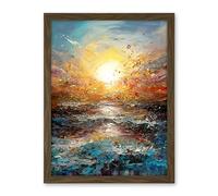 Artery8 Sunrise at Sea Abstract Seascape Splatter Art Artwork Framed Wall Art Print 18X24 Inch