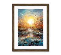 Artery8 Sunrise at Sea Abstract Seascape Splatter Art Artwork Framed Wall Art Print 18X24 Inch