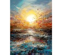 Artery8 Sunrise at Sea Abstract Seascape Splatter Art Extra Large XL Wall Art Poster Print