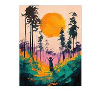 Artery8 Sunrise Joy Abstract Forest Landscape Painting Wall Art Print in Pink | Size: W12" x H16" Artery8 Pink W12" x H16"