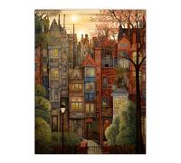Artery8 Sunset Geometric Soft Cityscape In Autumn Architecture Extra Large XL Wall Art Poster Print
