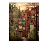 Artery8 Sunset Geometric Soft Cityscape In Autumn Architecture Large Wall Art Poster Print Thick Paper 18X24 Inch