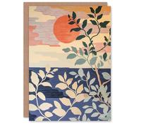 Artery8 Sunset in Coastal Trees Painting Zen Calm Warm Greeting Birthday Card Him Her All Blank