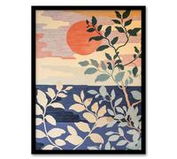 Artery8 Sunset in Coastal Trees Painting Zen Calm Warm Living Room Artwork Framed Wall Art Print A4