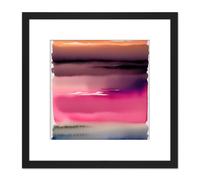 Artery8 Sunset Lake Abstract Watercolour Soft Gradient Square Wooden Framed Wall Art Print Picture 8X8 Inch in Black Artery8 Black