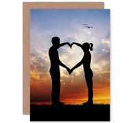 Wee Blue Coo PHOTOGRAPH SUNSET LOVE COUPLE SILHOUETTE BLANK GREETINGS BIRTHDAY CARD