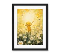 Artery8 Sunshine Happiness and Flowers Everywhere Simple Kids Bedroom Nursery Artwork Framed Wall Art Print 18X24 Inch