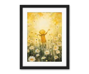 Artery8 Sunshine Happiness and Flowers Everywhere Simple Kids Bedroom Nursery Artwork Framed Wall Art Print 18X24 Inch