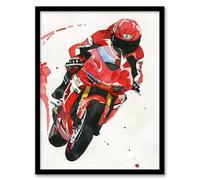 Artery8 Superbike World Championship Red Motorcycle Rider Man Cave Artwork Framed Wall Art Print A4
