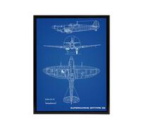 Artery8 Supermarine Spitfire 5b Blueprint Framed Canvas Wall Art Print in Blue | Size: W18" x H24" Artery8 Blue W18" x H24"