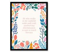 Artery8 Sure to Reach Nirvana Buddhist Mindfulness Quote Floral Buddha Meditation Enlightenment Vihara Artwork Framed Wall Art Print 18X24 Inch