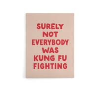 Artery8 Surely Not Everybody Kung Fu Fighting Pink Funny Canvas Wall Art Print | Size: W18" x H24" Artery8 Pink W18" x H24"