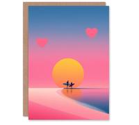 Artery8 Surfer Couple Romantic Sunset Surf Session Personalised Valentine's Day Card
