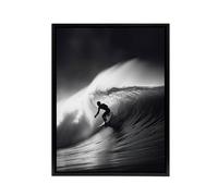Artery8 Surfer Riding A Big Wave Photograph Framed Canvas Wall Art Print in Black | Size: W18" x H24" Artery8 Black W18" x H24"