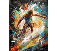 Artery8 Surfer Surfing on Crashing Waves Splatter Paint Large Wall Art Poster Print Thick Paper 18X24 Inch