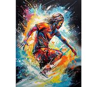 Artery8 Surfer Surfing on Splatter Paint Crashing Waves Extra Large XL Wall Art Poster Print