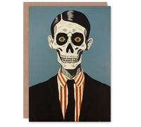 Artery8 Surprise Skeleton Ghost Ghoul in Suit & Tie Scary Halloween Card in Blue Artery8 Blue